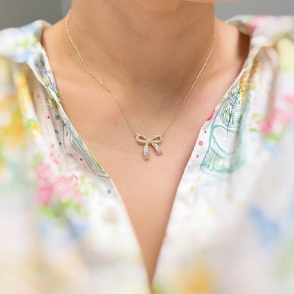Simply Shine Bow Necklace Fuchsia Hercules