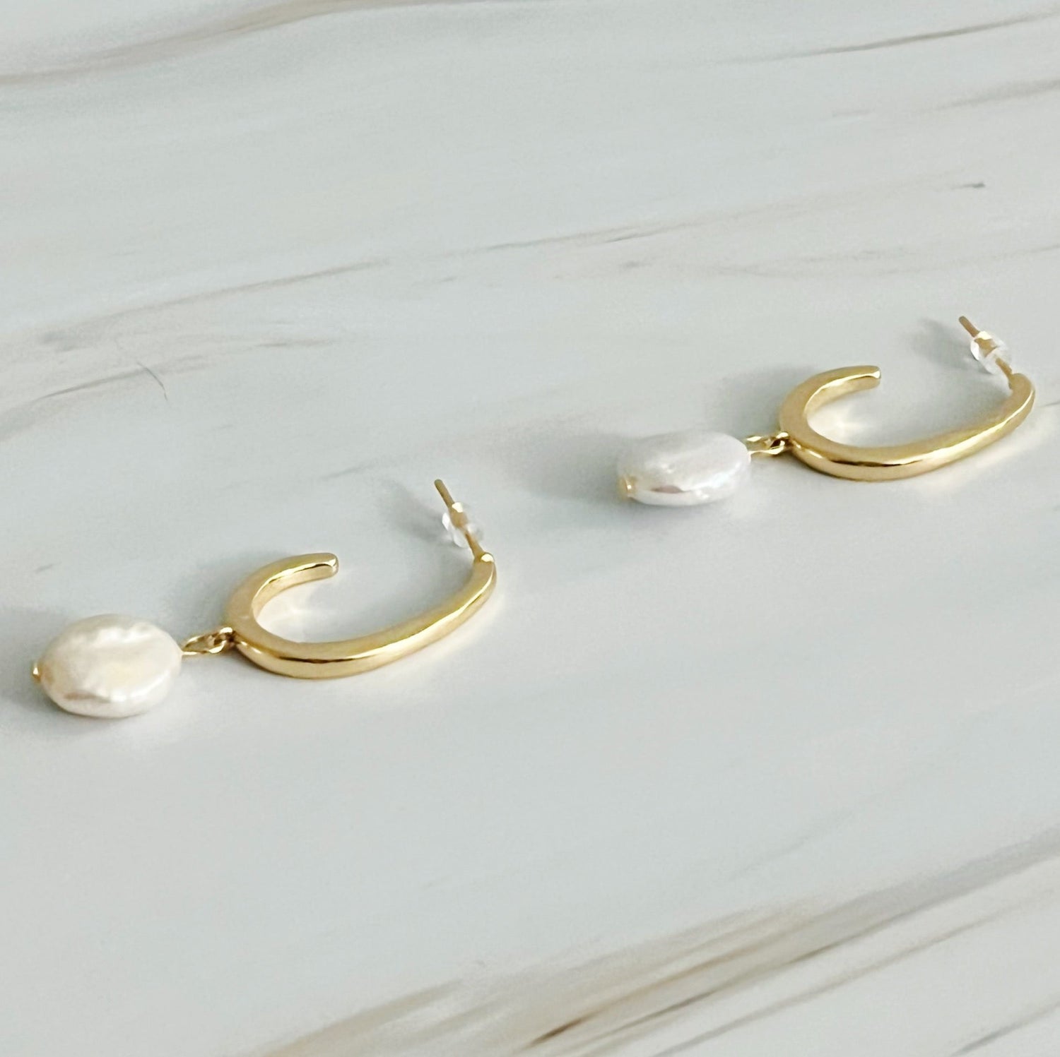 Dangle Pearl Gold Hoop Earrings Fuchsia Hercules
