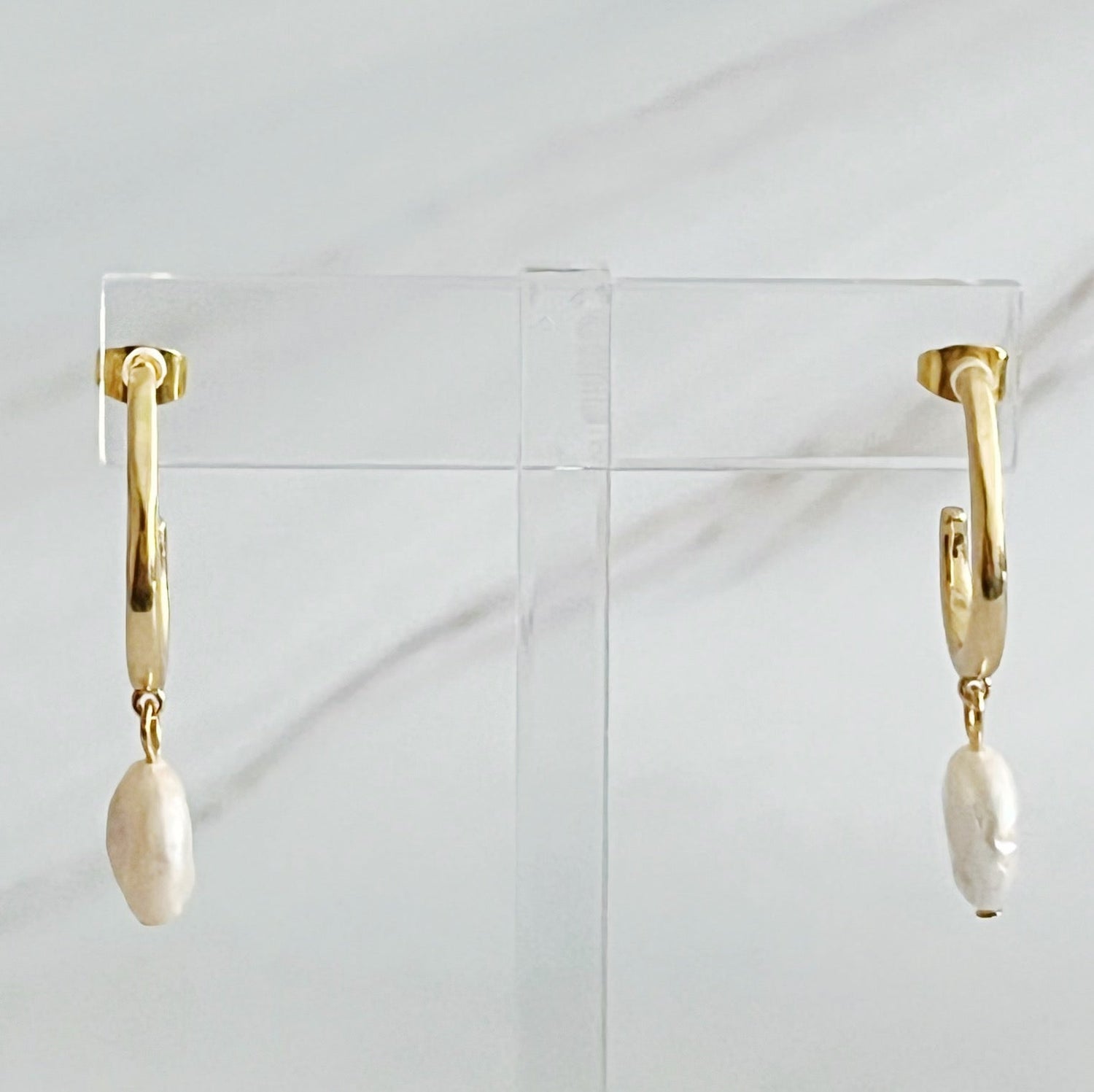 Dangle Pearl Gold Hoop Earrings Fuchsia Hercules