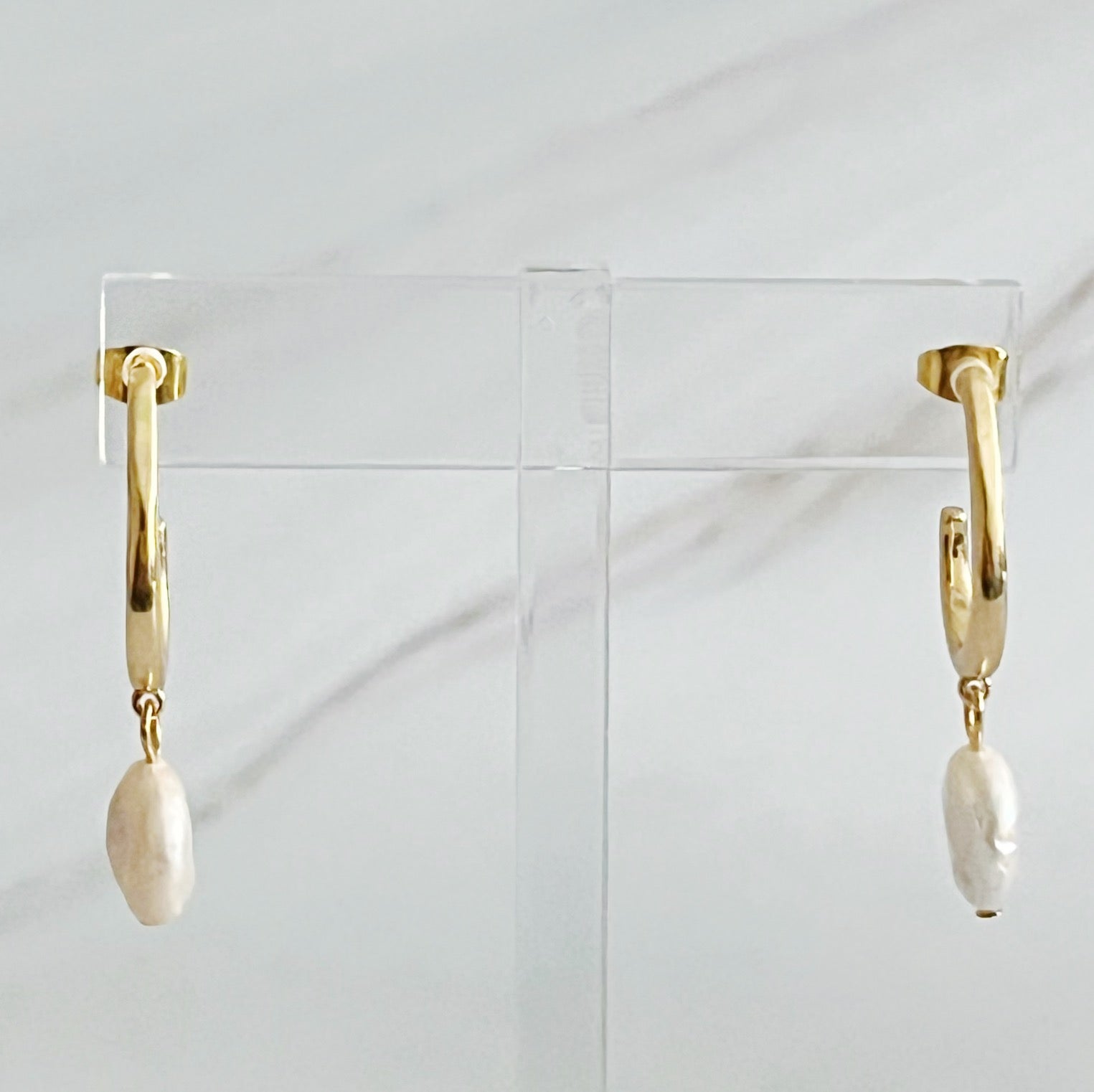 Dangle Pearl Gold Hoop Earrings Fuchsia Hercules
