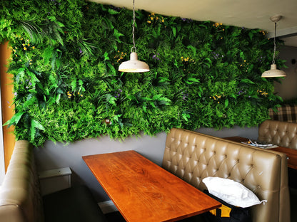 Flame Resistant Artificial Green Wall Hedge Panel 100 x 100cm Ruby Rhea