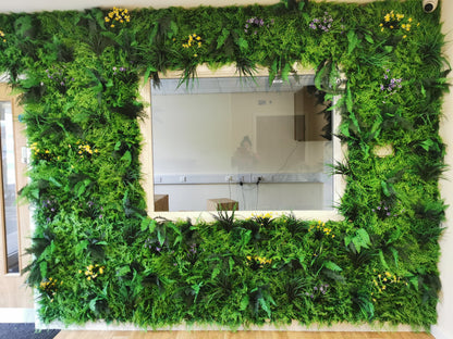 Flame Resistant Artificial Green Wall Hedge Panel 100 x 100cm Ruby Rhea