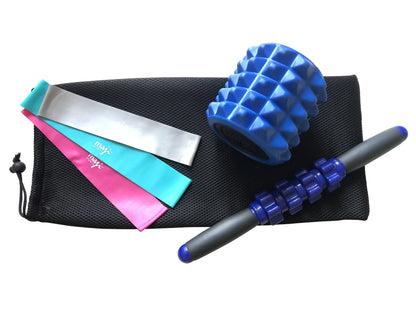 Muscle Recovery &amp; 3 Pack Resistance Band Bundle Azure Jason