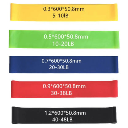 5 Piece Set of Resistance Body Bands with Carry Bag Black Lavender