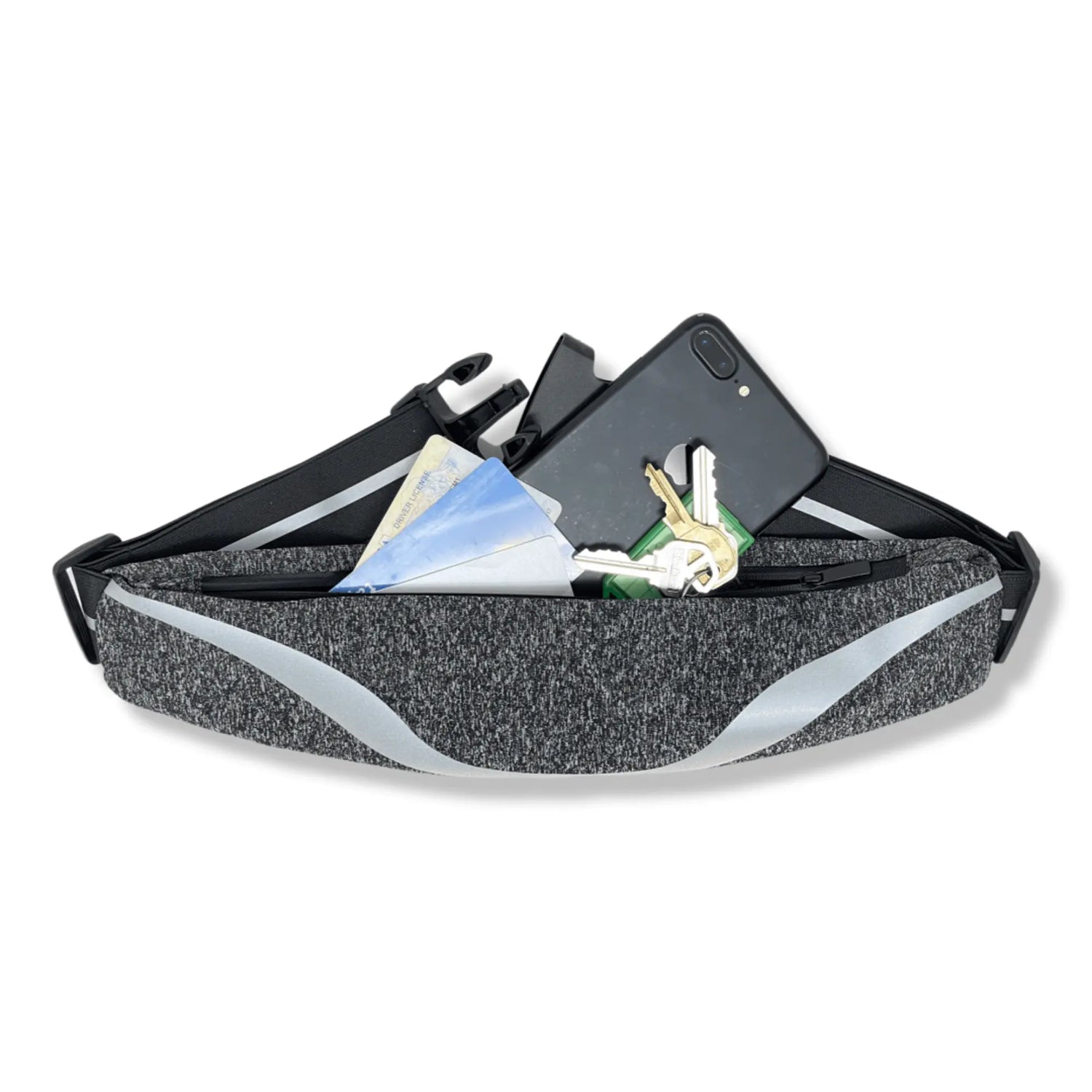 Water-Resistant Sport Waist Pack Running Belt with Reflective Strip Black Lavender
