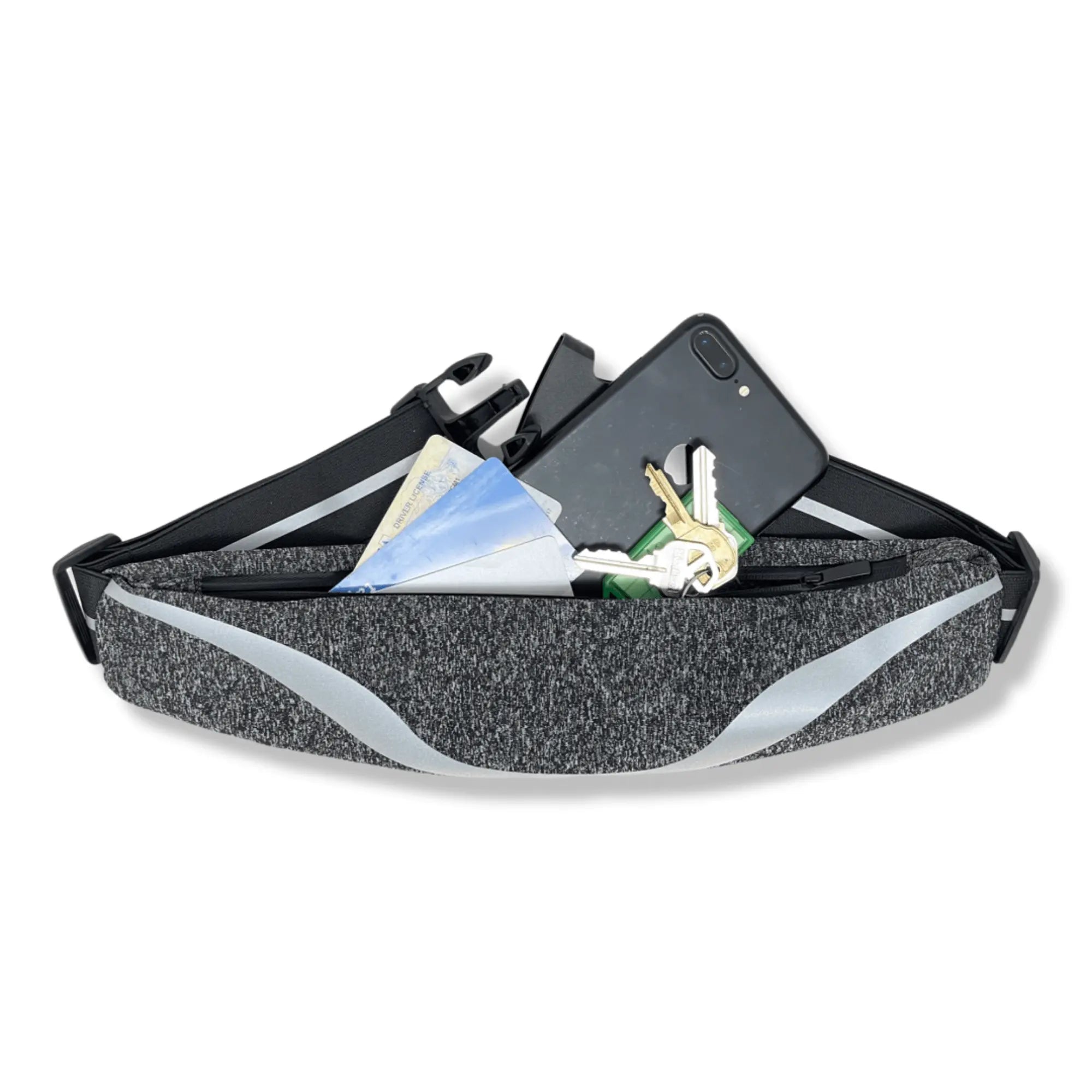 Water-Resistant Sport Waist Pack Running Belt with Reflective Strip Black Lavender
