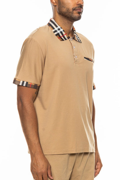 Checkered Detail Polo Lime Milo