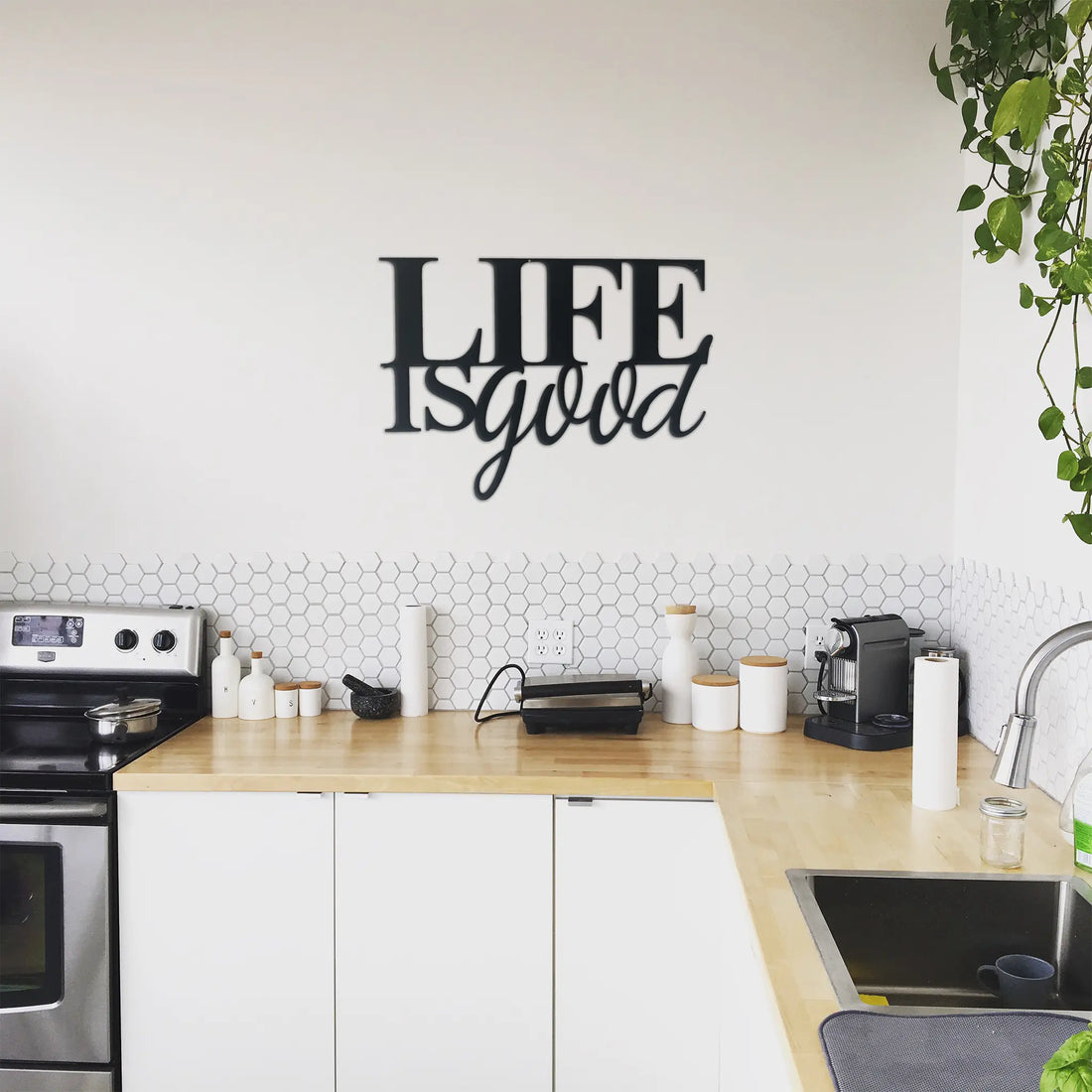 Life is Good - Metal Wall Art Malachite