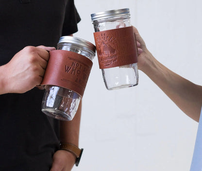Leather Mason Jar Coozie Olive Iolaus