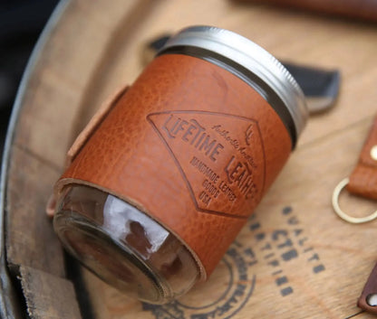 Leather Mason Jar Coozie Olive Iolaus