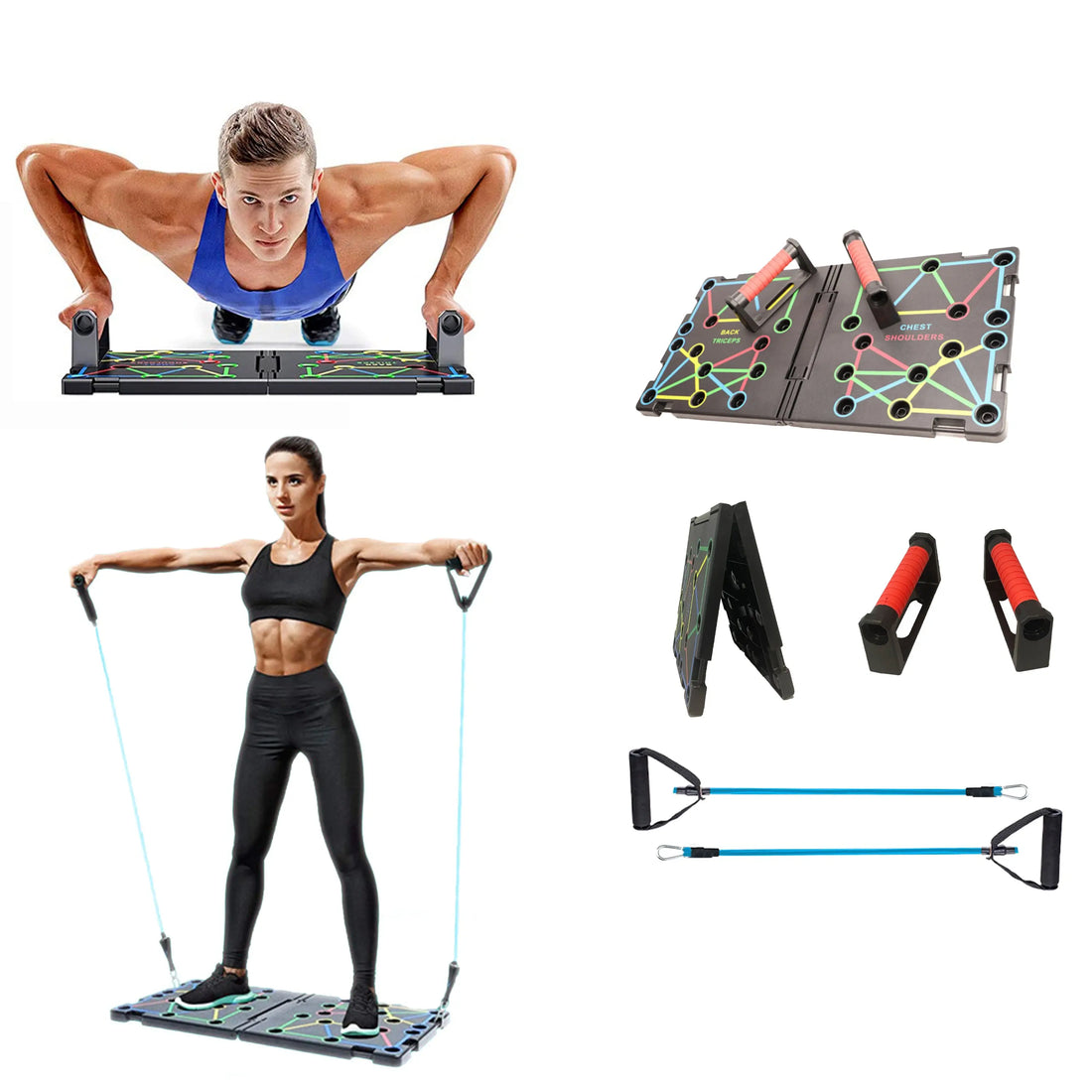 9 in 1 Push Up Rack Board System Fitness Workout Train Gym Exercise Copper Hecuba
