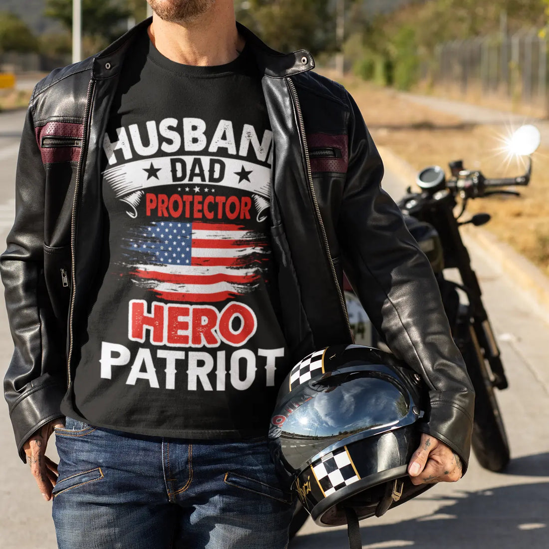 Husband, Dad, Protector, Hero, Patriot Short Sleeve T Shirt Yellow Pandora
