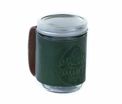 Leather Mason Jar Coozie Olive Iolaus