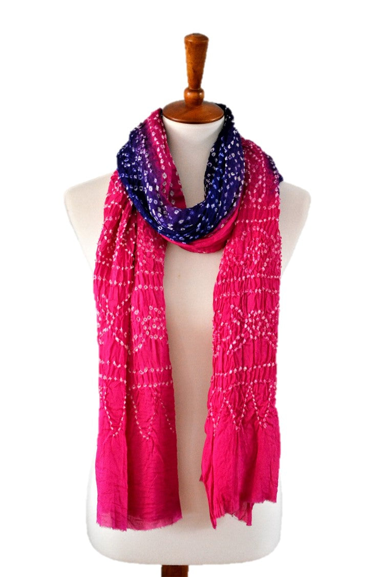 OMSutra Tie-dye designer fashion Silk Scarves Alabaster