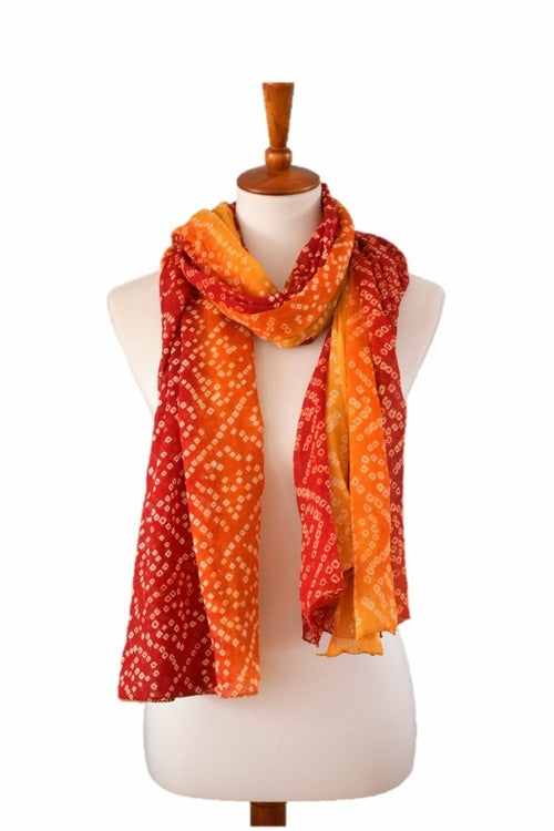 OMSutra Tie-dye designer fashion Silk Scarves Alabaster