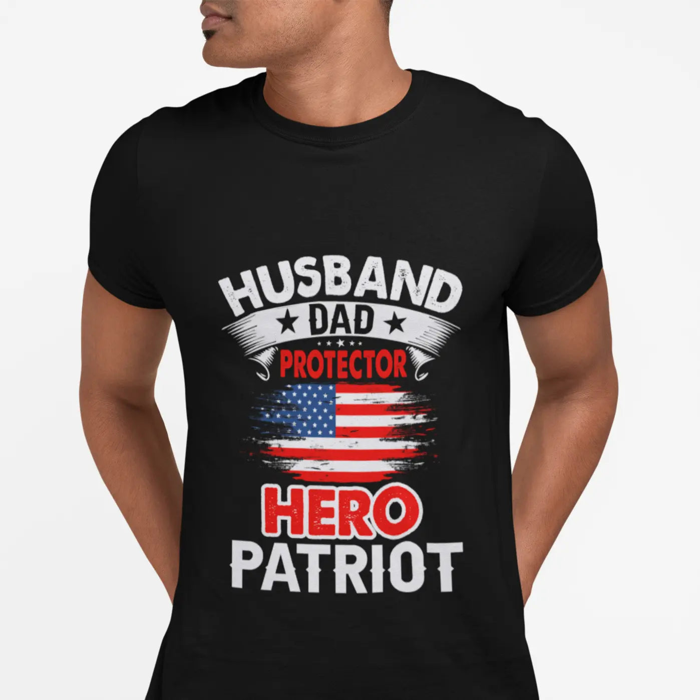 Husband, Dad, Protector, Hero, Patriot Short Sleeve T Shirt Yellow Pandora