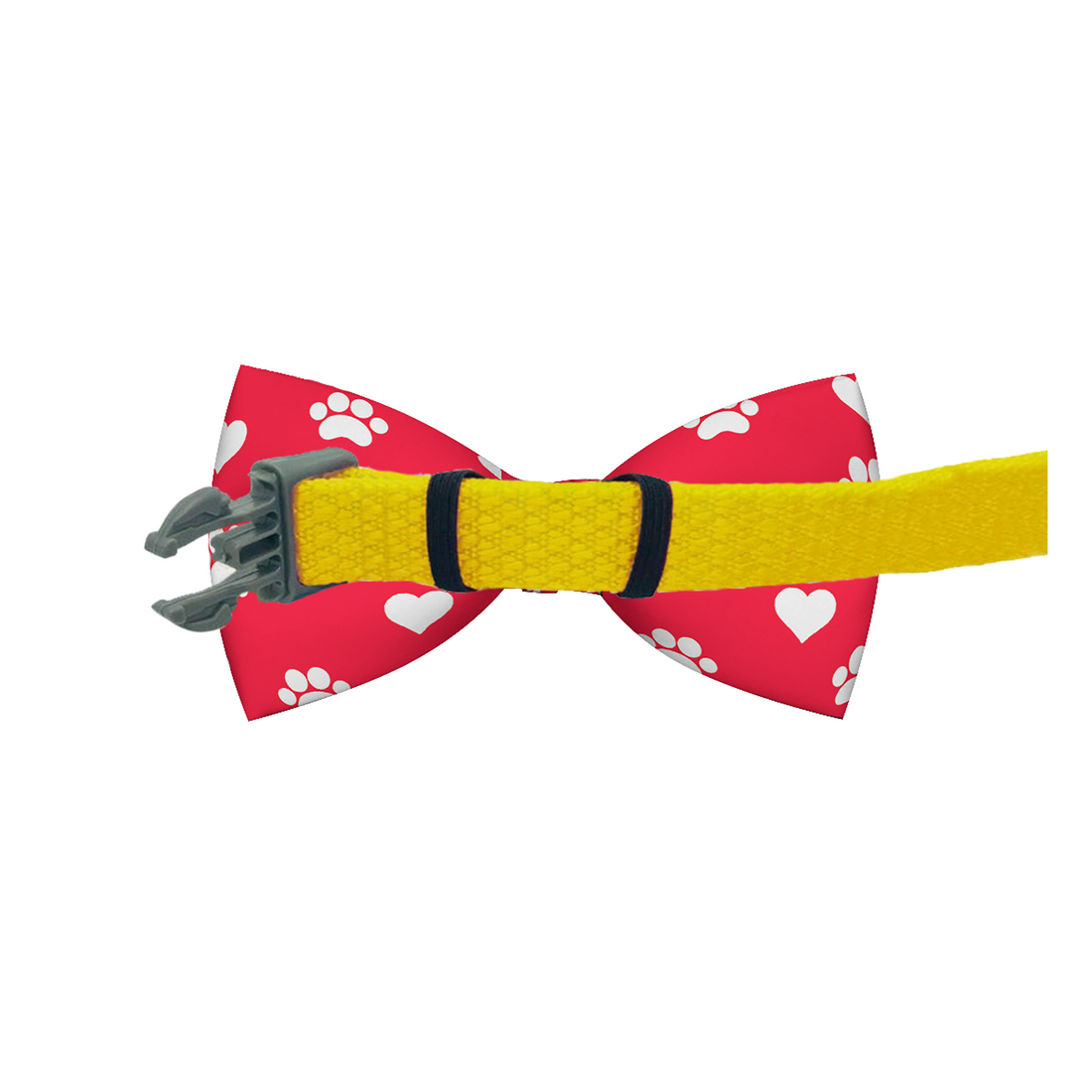 Valentines Day Paw Prints &amp; Hearts Red Dog Bow Tie Plum Semele
