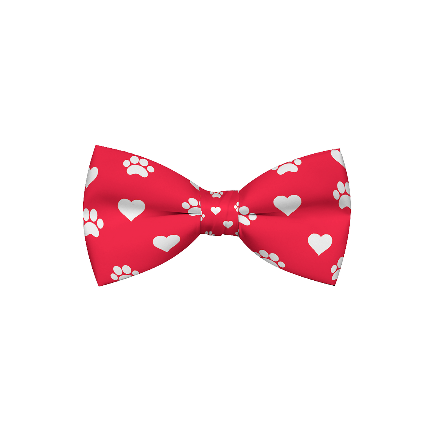 Valentines Day Paw Prints &amp; Hearts Red Dog Bow Tie Plum Semele