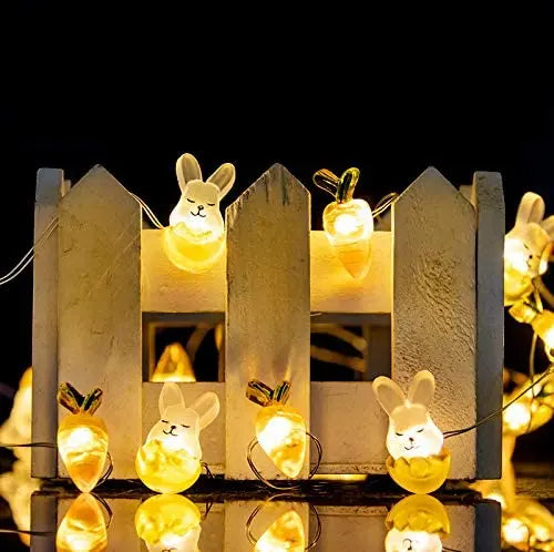 Cute Carrots and Bunnies Easter Lights Outdoor Crimson Coco
