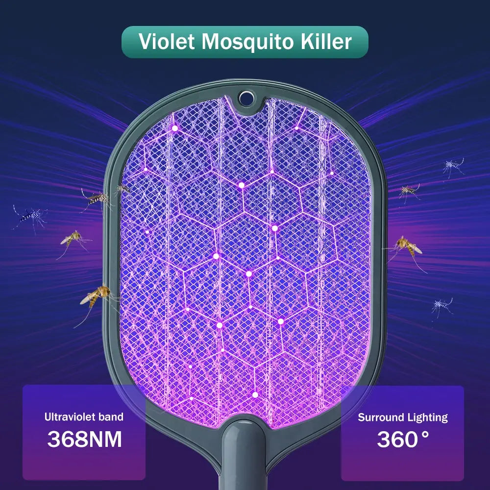 Smart Electric Insect Racket Swatter Zapper 3000V USB Rechargeable Maroon Asteria