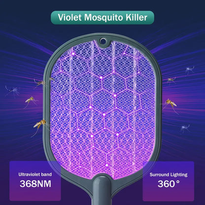 Smart Electric Insect Racket Swatter Zapper 3000V USB Rechargeable Maroon Asteria