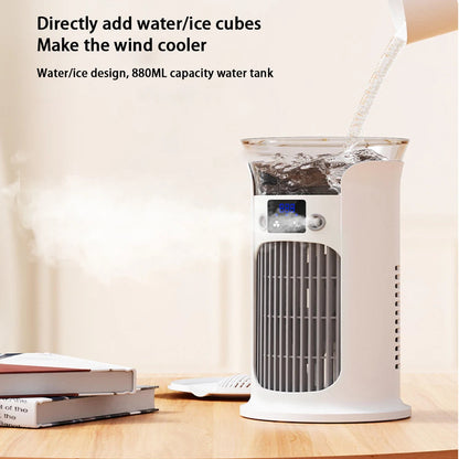 Portable Rechargeable Quiet Cool Air Fan with Humidifier Desktop Air Maroon Asteria