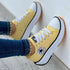 Flat Lace-Up Sneakers Pattern Canvas Casual Women Sport Shoes Silver Juneberry