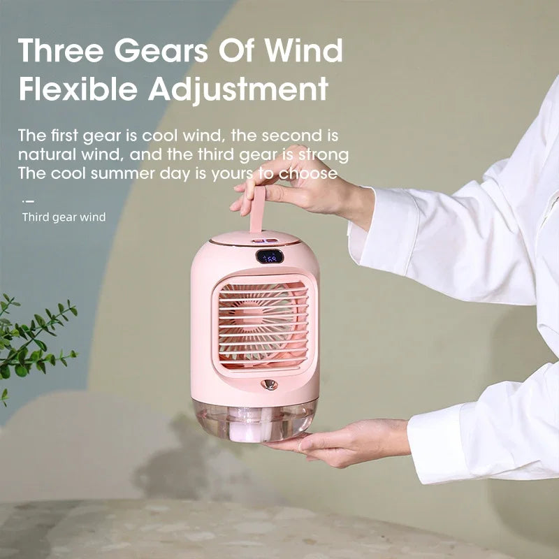 Portable Electric Fan Desktop Fan With Air Humidifier Air Conditioner Maroon Asteria