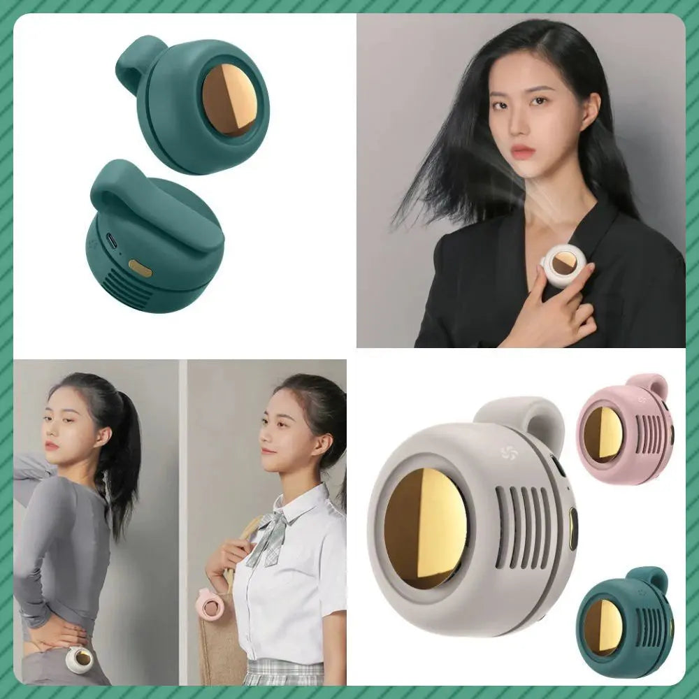 USB Hanging Neck Fan Portable Mute Mini Clip Hanging Waist Electric Maroon Asteria