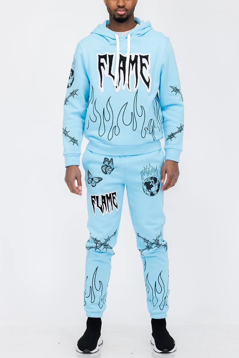 Chenille Flame Sweat Suit Lime Milo