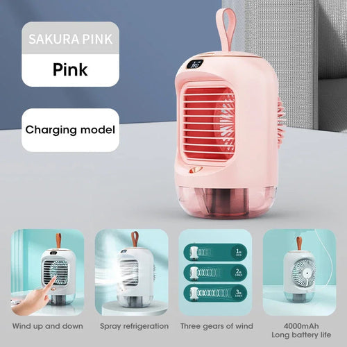 Portable Electric Fan Desktop Fan With Air Humidifier Air Conditioner Maroon Asteria