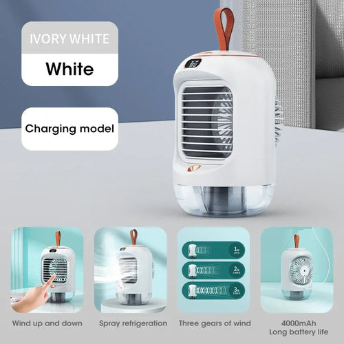 Portable Electric Fan Desktop Fan With Air Humidifier Air Conditioner Maroon Asteria