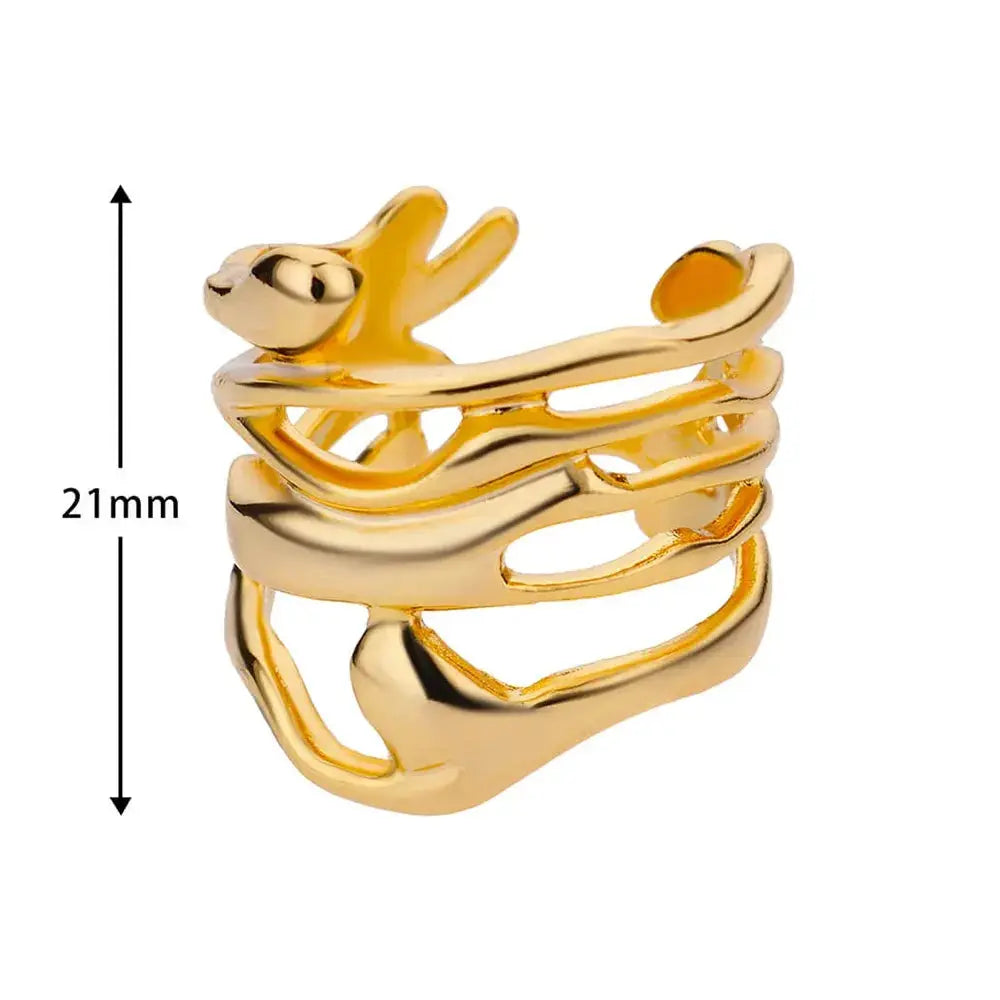 Stainless Steel Rings For Women Men Gold Color Hollow Wide Ring Female AliExpress