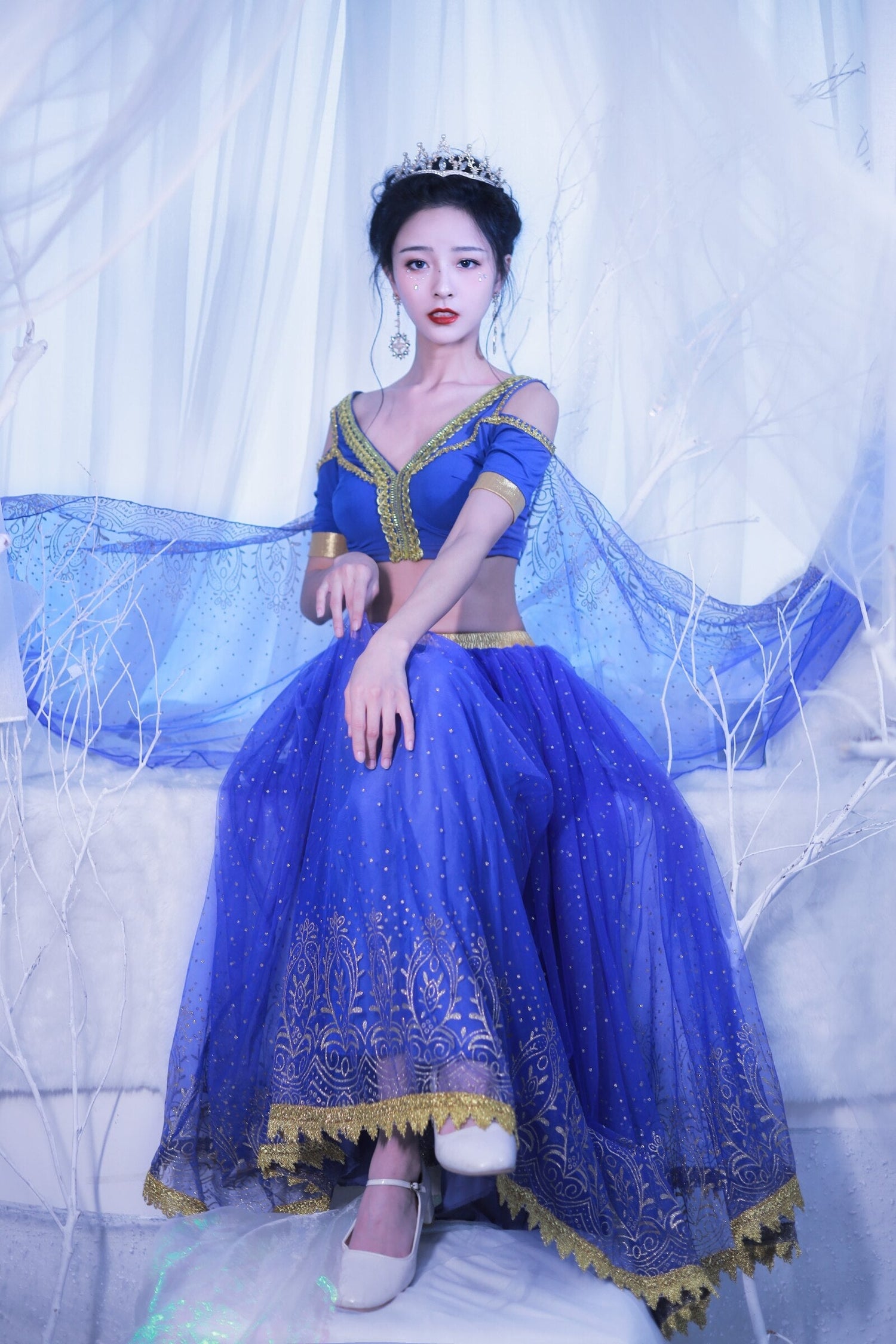Jasmine Princess Outfit Party Cosplay Arabian Princess Costumes Red Iphigenia