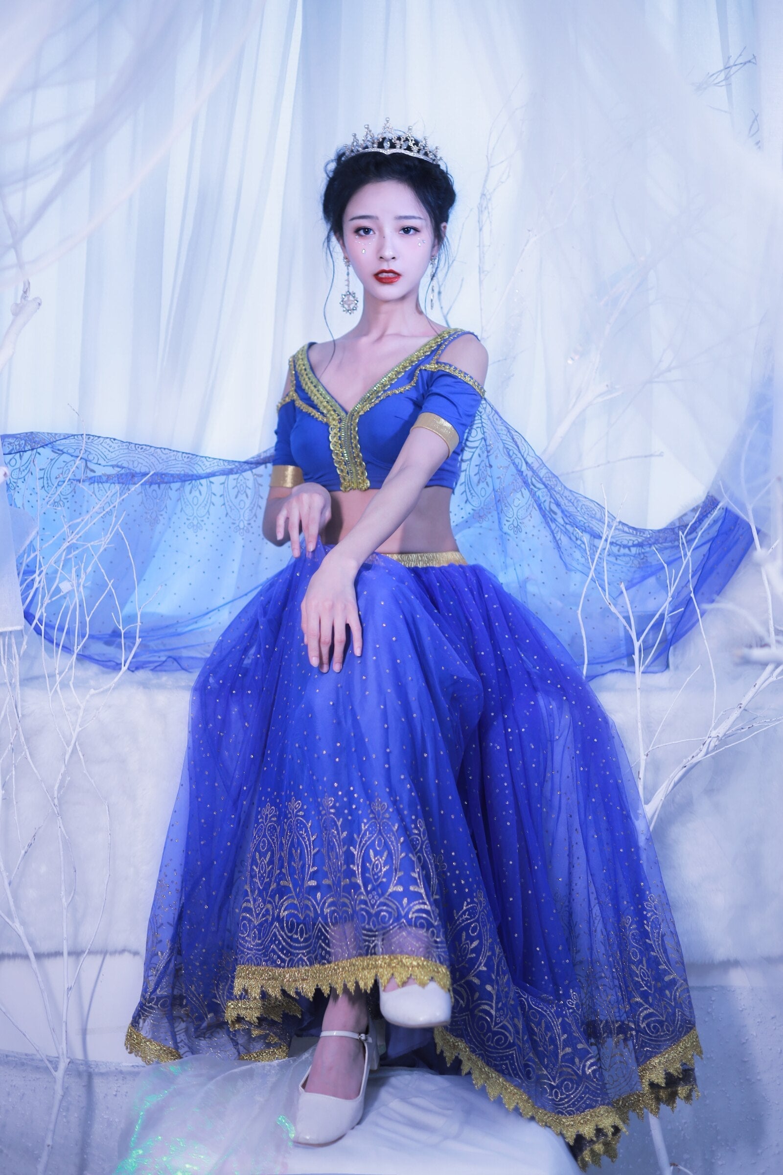 Jasmine Princess Outfit Party Cosplay Arabian Princess Costumes Red Iphigenia