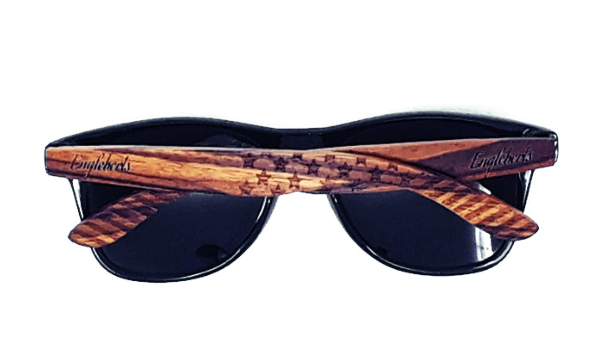 Zebrawood Sunglasses, Stars and Bars With Wooden Case, Polarized, Purple Ariadne