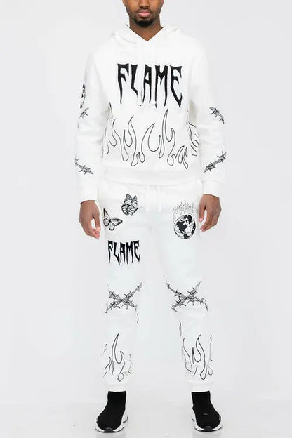 Chenille Flame Sweat Suit Lime Milo