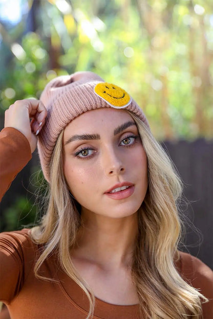 Smiley Face Ribbed Beanie 🙂 Periwinkle Aether