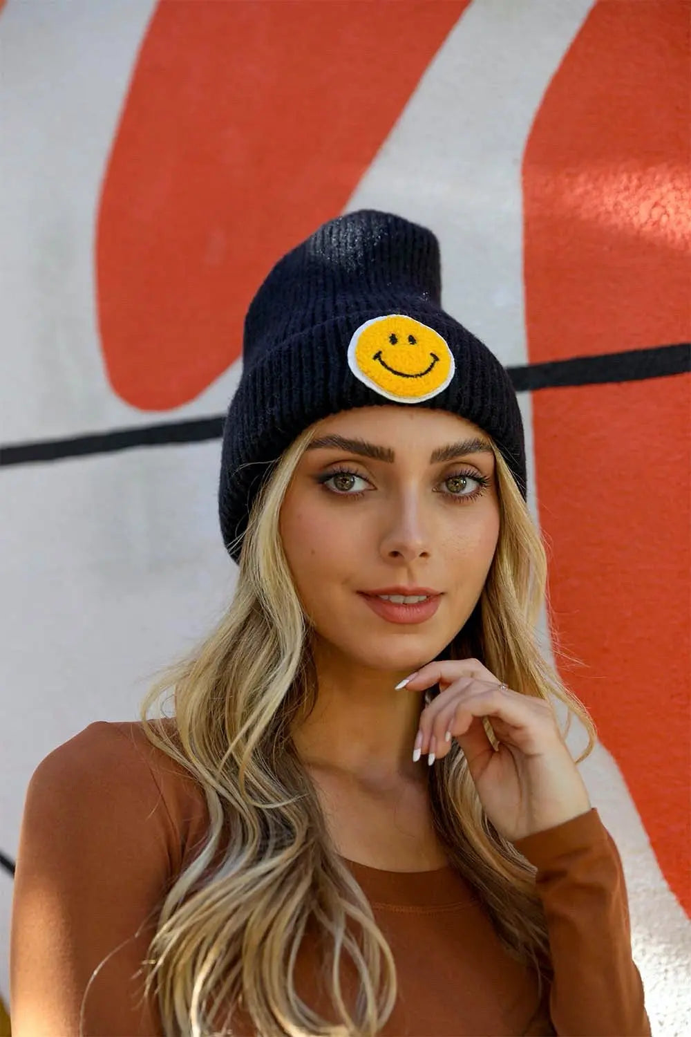 Smiley Face Ribbed Beanie 🙂 Periwinkle Aether
