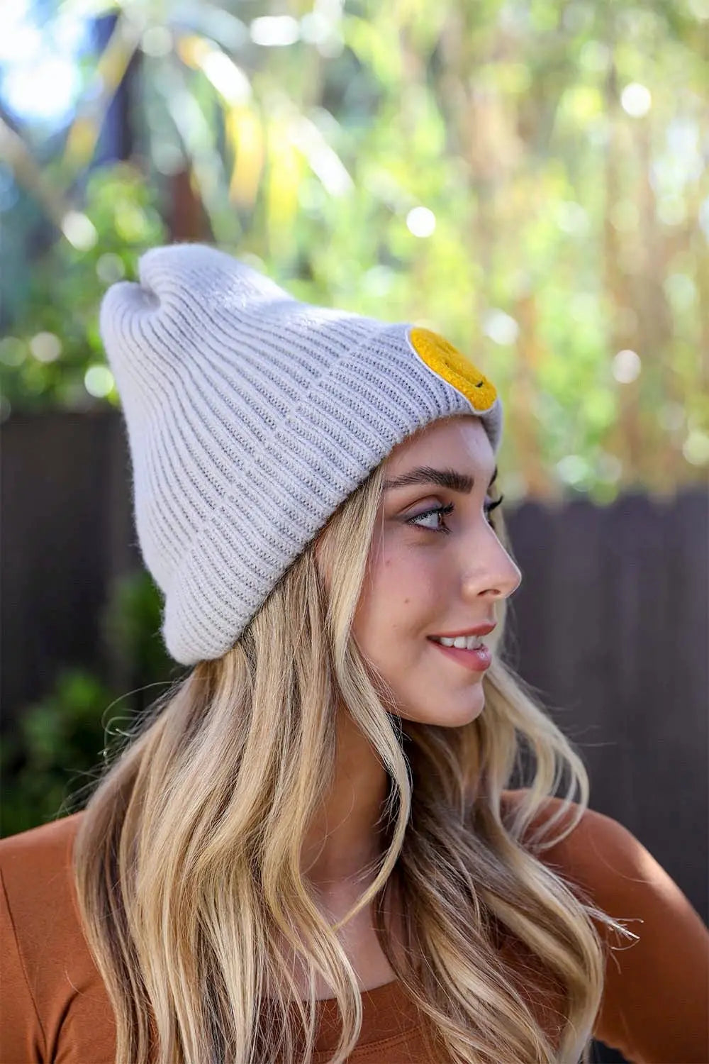 Smiley Face Ribbed Beanie 🙂 Periwinkle Aether