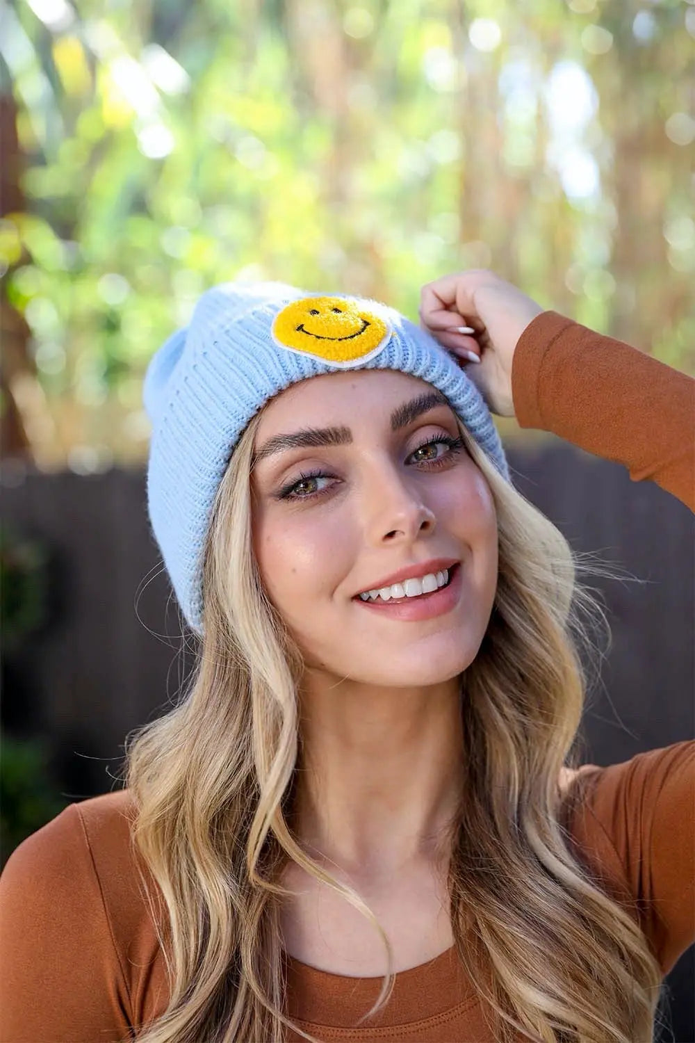 Smiley Face Ribbed Beanie 🙂 Periwinkle Aether