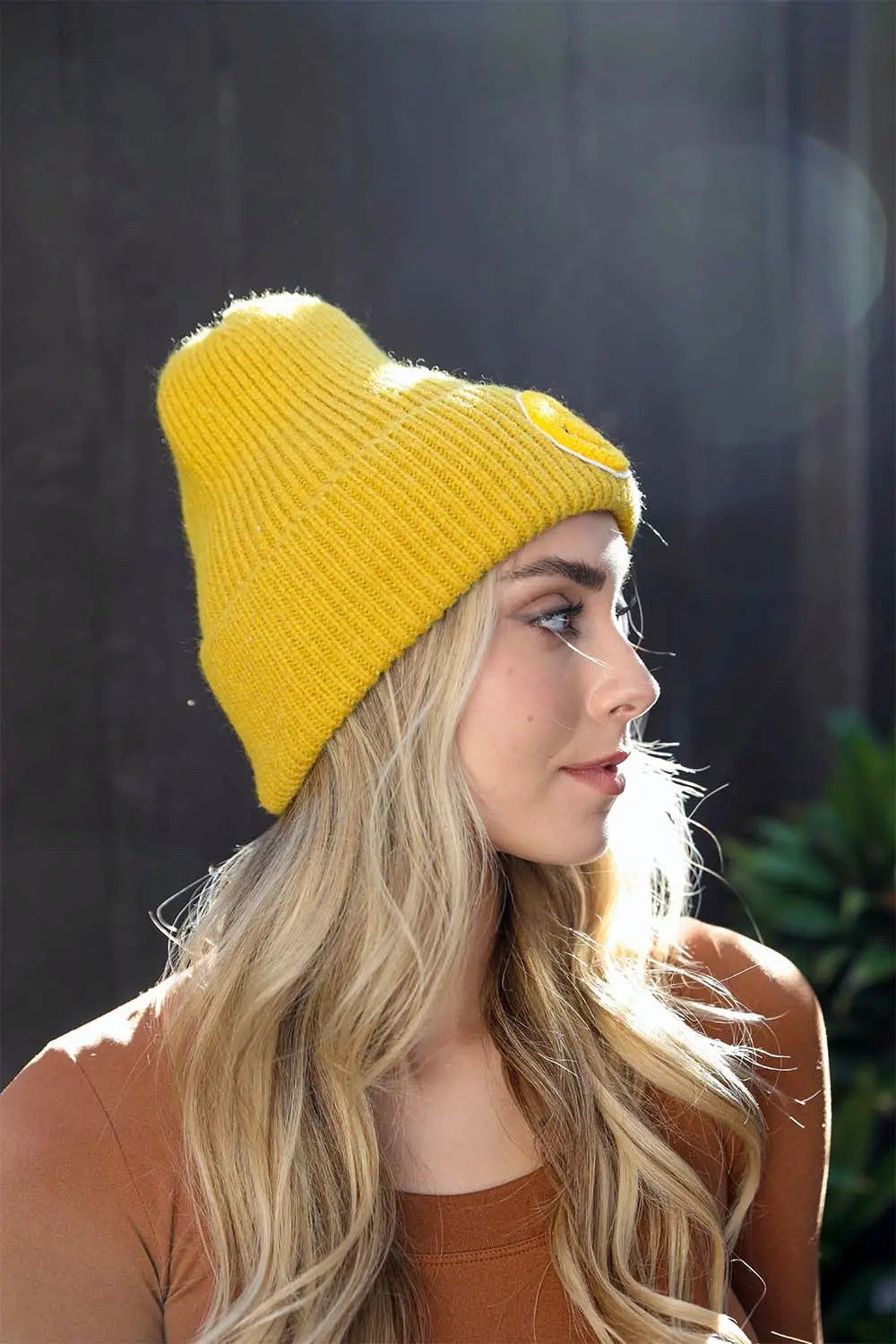 Smiley Face Ribbed Beanie 🙂 Periwinkle Aether