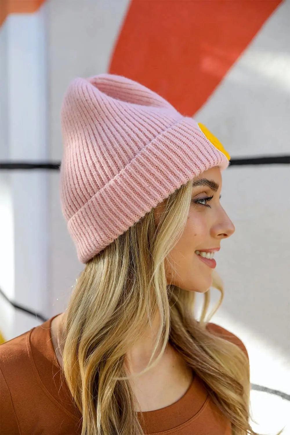 Smiley Face Ribbed Beanie 🙂 Periwinkle Aether
