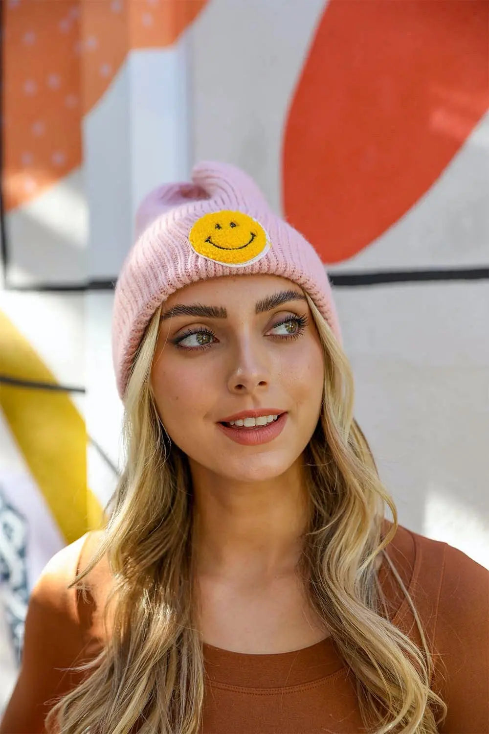 Smiley Face Ribbed Beanie 🙂 Periwinkle Aether