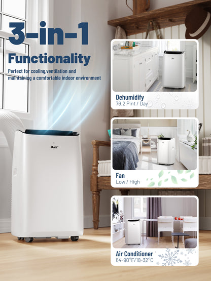 Portable Air Conditioners for Room, 8150BTU(12000 BTU Ashrae) Smart Wifi, Built-In Cool, Dehumidifier, Fan