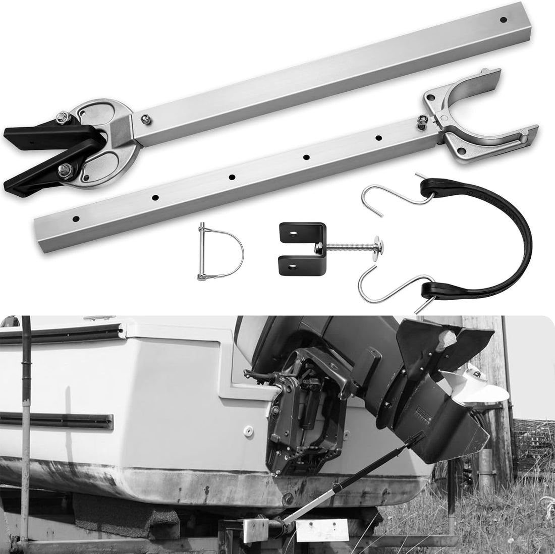 Adjustable Transom Saver, Heavy-Duty Transom Savers for Outboard Motor Securing Engines, Rollers and Trailer Mounts(24 to 36 Inch)