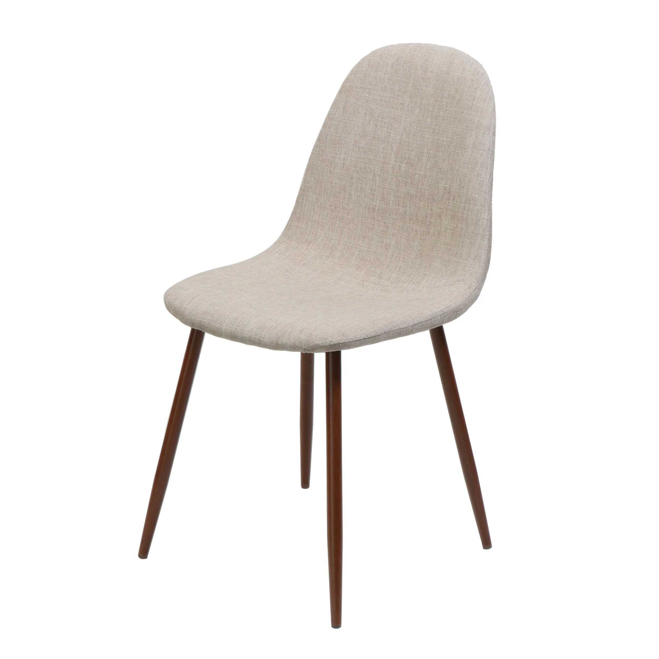 Elegant Wheat Fabric Dining Chair Set with Iron Legs and Dark Walnut Sangria Beech