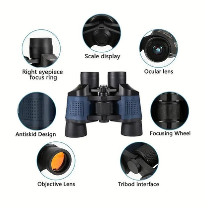 Binoculars For Adults High Power,60x60 With Low Light Night Vision Waterproof Binoculars Watching Outdoor Sports Concerts Binoculars For Bird Watching Professional Pink Lucy