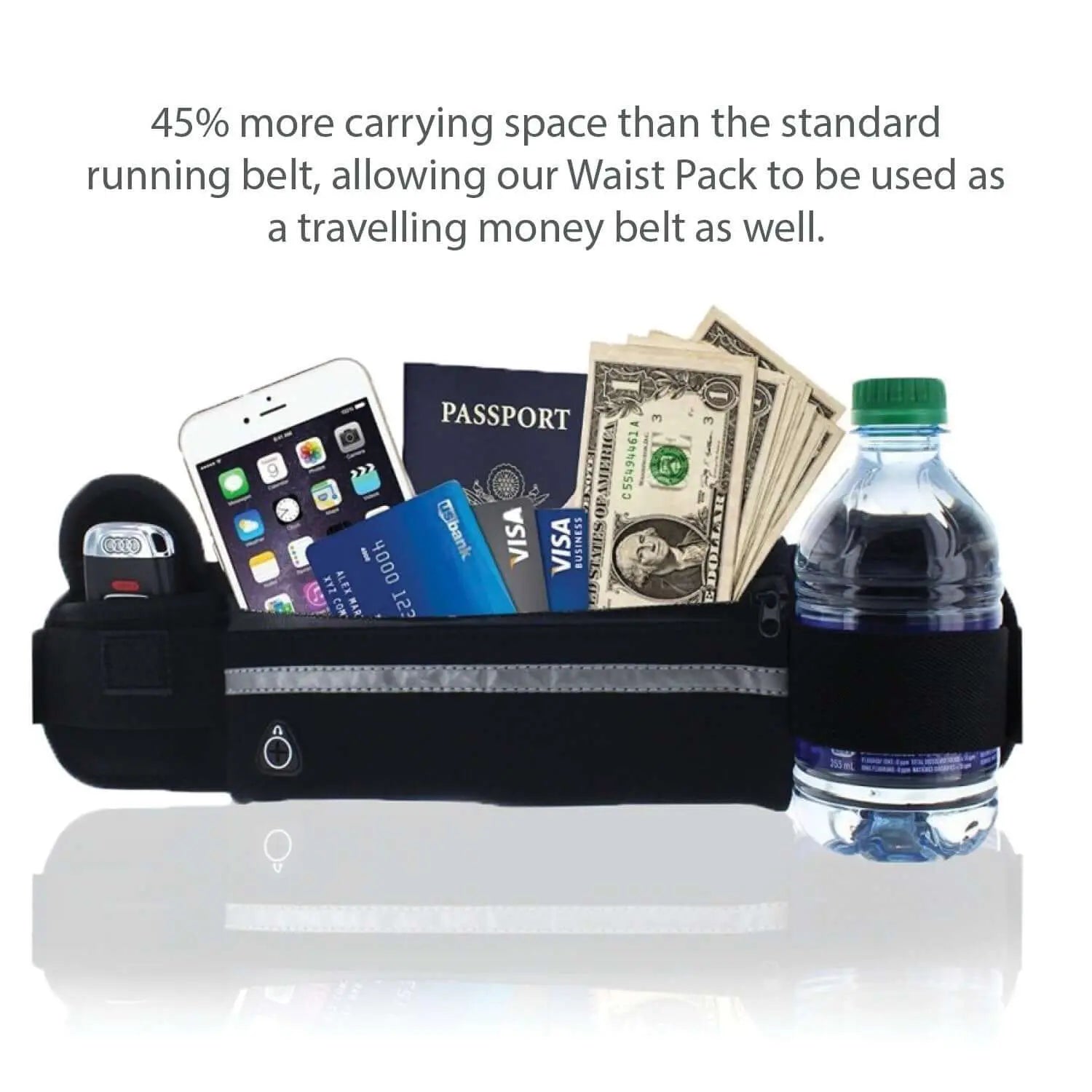 Velocity Water-Resistant Sports Running Belt and Fanny Pack for Outdoo Black Lavender