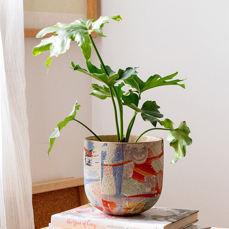 Ceramic Planter Medium Art Creative Fashion Maroon Asteria